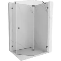 Mexen Lunar Fünfeck-Duschkabine, schwenkbar, rechts 100 x 80 cm, transparent, Gun Metal - 831-100P-080L-95-00-P