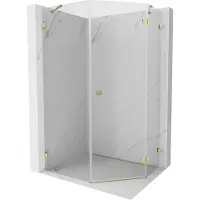 Mexen Lunar Fünfeck-Duschkabine rechts 90 x 100 cm, transparent, gold - 831-090P-100L-50-00-P