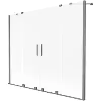 Mexen Velar Duo Badewannenabtrennung 2-flügelig, verschiebbar 200 x 150 cm, satiniert, Gun Metal - 896-200-000-32-95