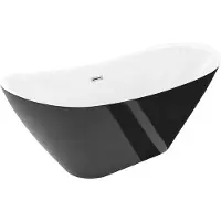 Mexen Lotos freistehende Badewanne 180 x 75 cm, weiß/schwarz, Überlauf chrom - 52051807775-01