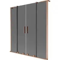 Mexen Velar L Duo Badewannenfalttür 2-flügelig verschiebbar 160 x 150 cm, Graphit, gebürstetes Kupfer - 896-160-003-42-65