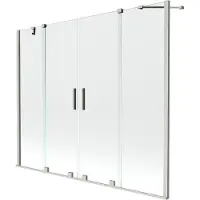 Mexen Velar Duo Badewannenfaltwand 2-flügelig, verschiebbar 180 x 150 cm, transparent, gebürstetes Nickel - 896-180-000-02-97