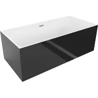 Mexen Nita freistehende Badewanne 170 x 80 cm, weiß/schwarz, Überlauf Roségold - 52091708075-60