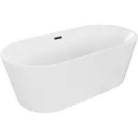 Mexen Luna freistehende Badewanne 150 x 75 cm, weiß, schwarzer Überlauf - 52031507500-70
