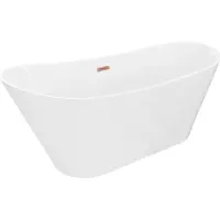 Mexen Dora freistehende Badewanne 150 x 75 cm, weiß, Überlauf gebürstetes Kupfer - 52071507500-65