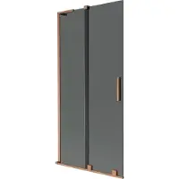 Mexen Velar L Badewannenfaltwand 2-flügelig verschiebbar 95 x 150 cm, Graphit, gebürstetes Kupfer - 896-095-003-41-65