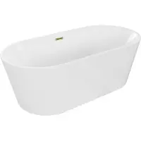 Mexen Luna freistehende Badewanne 180 x 80 cm, weiß, Überlauf gold - 52031808000-50