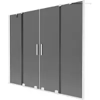 Mexen Velar Duo zweiflügelige, verschiebbare Badewannenabtrennung 170 x 150 cm, Graphit, Weiß - 896-170-000-42-20