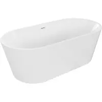 Mexen Luna freistehende Badewanne 180 x 80 cm, weiß, Überlauf weiß - 52031808000-20