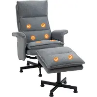 Aosom Massagesessel mit Fußhocker, Elektrischer Fernsehsessel mit Leinenoptik