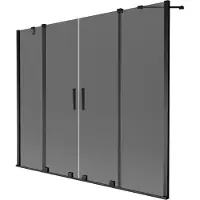Mexen Velar Duo Badewannenfaltwand 2-flügelig, verschiebbar 200 x 150 cm, Graphit, Schwarz - 896-200-000-42-70