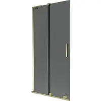 Mexen Velar L Badewannenabtrennung 2-flügelig verschiebbar 95 x 150 cm, graphit, gold - 896-095-003-41-50