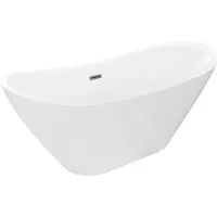 Mexen Lotos freistehende Badewanne 180 x 75 cm, weiß, Überlauf Gun Metal - 52051807700-95