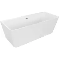 Mexen Volta freistehende, wandnahe Badewanne 170 x 75 cm, weiß, Überlauf gebürsteter Nickel - 51131707500-97