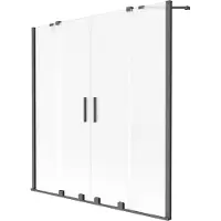 Mexen Velar Duo Badewannenabtrennung 2-flügelig, verschiebbar 160 x 150 cm, matt, Gun Metal - 896-160-000-32-95