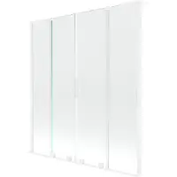 Mexen Velar L Duo Badewannen-Schutzwand, 2-flügelig, verschiebbar, 150 x 150 cm, transparent, weiß - 896-150-003-02-20