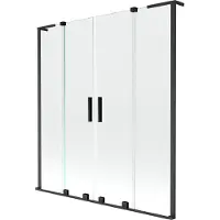 Mexen Velar L Duo Badewannenfaltwand 2-flügelig zum Schieben 150 x 150 cm, transparent, schwarz - 896-150-003-02-70