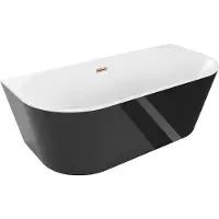 Mexen Oval freistehende an die Wand gestellte Badewanne 180 x 80 cm, weiß/schwarz, Überlauf Roségold - 52671808075-60
