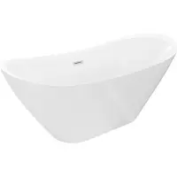 Mexen Lotos freistehende Badewanne 140 x 75 cm, weiß, Überlauf gebürsteter Nickel - 52051407700-97