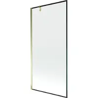 Mexen Next Badewannenabtrennung, 1-flügelig, 90 x 150 cm, schwarzer Rahmen, Gold - 895-090-000-00-70-50