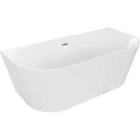 Mexen Oval freistehende Wannen an der Wand 150 x 75 cm, weiß, Überlauf Nickel gebürstet - 52671507500-97
