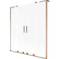 Mexen Velar L Duo Badewannenabtrennung 2-flügelig verschiebbar 140 x 150 cm, gefrostet, gebürstetes Kupfer - 896-140-003-32-65