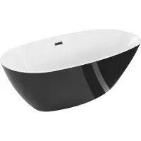 Mexen Eris freistehende Badewanne 170 x 80 cm, Weiß/Schwarz, Überlauf Schwarz - 53441708075-70