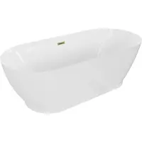 Mexen Roxy freistehende Badewanne 180 x 85 cm, weiß, Überlauf gold - 51201808500-50