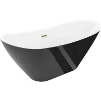 Mexen Lotos freistehende Badewanne 160 x 75 cm, weiß/schwarz, Überlauf gold - 52051607775-50