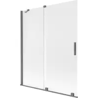 Mexen Velar Badewannenabtrennung, 2-flügelig verschiebbar, 140 x 150 cm, matt, Gunmetal - 896-140-000-31-95