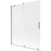 Mexen Velar Badewannenabtrennung 2-flügelig verschiebbar 140 x 150 cm, matt, gebürstetes Nickel - 896-140-000-31-97