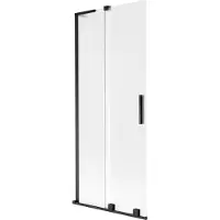 Mexen Velar L Badewannenwand 2-flügelig verschiebbar 85 x 150 cm, Frost, Schwarz - 896-085-003-31-70