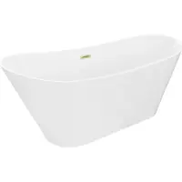 Mexen Dora freistehende Badewanne 150 x 75 cm, weiß, Überlauf gebürstetes Gold - 52071507500-55