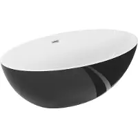 Mexen Nike Badewanne freistehend 175 x 100 cm, weiß/schwarz, Überlauf verchromt - 54071751075-97