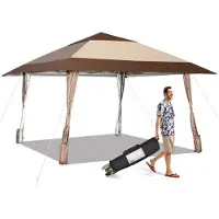 Northix 4 m x 4 m Terrassen-Pavillon Überdachungszelt mit Rädern Beige