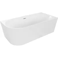 Mexen Mia freistehende rechteckige Badewanne 160 x 75 cm, weiß, mit Überlauf in Chrom - 52691607500P-01