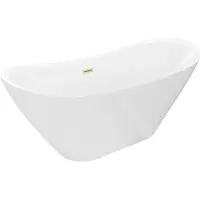 Mexen Lotos freistehende Badewanne 150 x 75 cm, weiß, Überlauf gebürstetes Gold - 52051507700-55