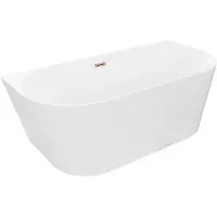Mexen Oval Slim freistehende Wandbadewanne 170 x 80 cm, weiß, Überlauf Roségold - 52661708000-60
