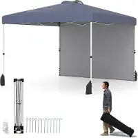 Northix 3 x 3 m Pop-Up-Pavillon mit Seitenwand, tragbar, grau