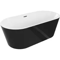 Mexen Luna freistehende Badewanne 180 x 80 cm, weiß/schwarz, Überlauf Gun Metal - 52031808075-95