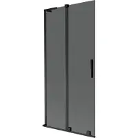 Mexen Velar L Badewannenabtrennung 2-flügelig verschiebbar 95 x 150 cm, Graphit, Schwarz - 896-095-003-41-70