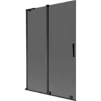 Mexen Velar L Badewannenwand 2-flügelig, verschiebbar 120 x 150 cm, graphit, schwarz - 896-120-003-41-70