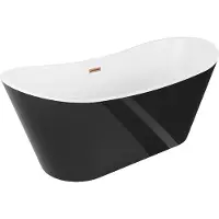 Mexen Montana freistehende Badewanne 180 x 80 cm, weiß/schwarz, Überlauf gebürstetes Kupfer - 52011808075-65