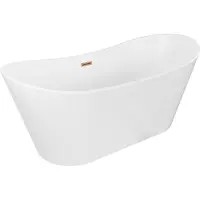 Mexen Montana freistehende Badewanne 180 x 80 cm, weiß, Überlauf gebürstetes Kupfer - 52011808000-65