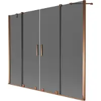Mexen Velar Duo Badewannenabtrennung 2-flügelig verschiebbar 200 x 150 cm, Graphit, Roségold - 896-200-000-42-60