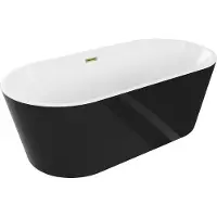 Mexen Luna freistehende Badewanne 180 x 80 cm, weiß/schwarz, Überlauf gold - 52031808075-50
