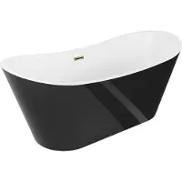 Mexen Montana freistehende Badewanne 150 x 75 cm, weiß/schwarz, Überlauf gold - 52011507575-50