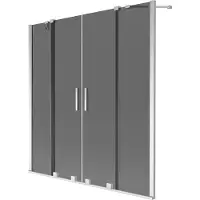 Mexen Velar Duo Badewannenabtrennung 2-flügelig verschiebbar 140 x 150 cm, Graphit, Chrom - 896-140-000-42-01