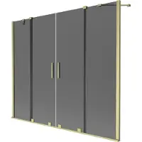 Mexen Velar Duo 2-flügelige, verschiebbare Badewannenabtrennung 180 x 150 cm, Graphit, gebürstetes Gold - 896-180-000-42-55