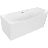 Mexen Mia freistehende Eckbadewanne links 150 x 75 cm, weiß, gebürsteter Messingüberlauf - 52691507500L-65